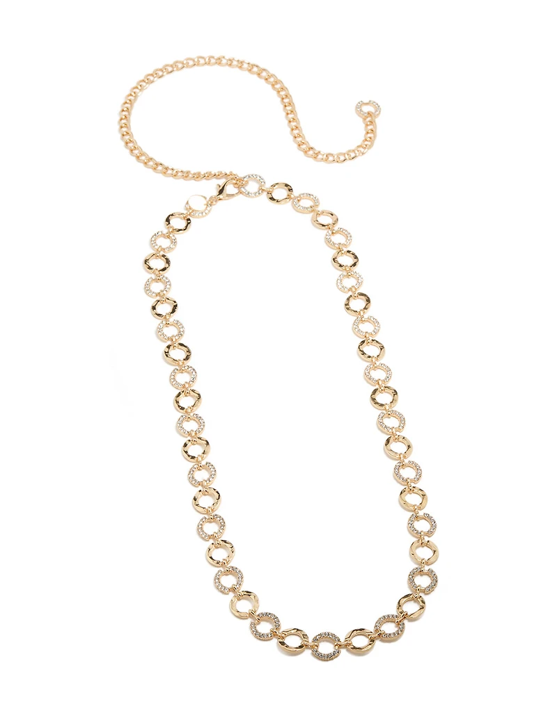 Gold Mini Diamante & Molten Circle Belt