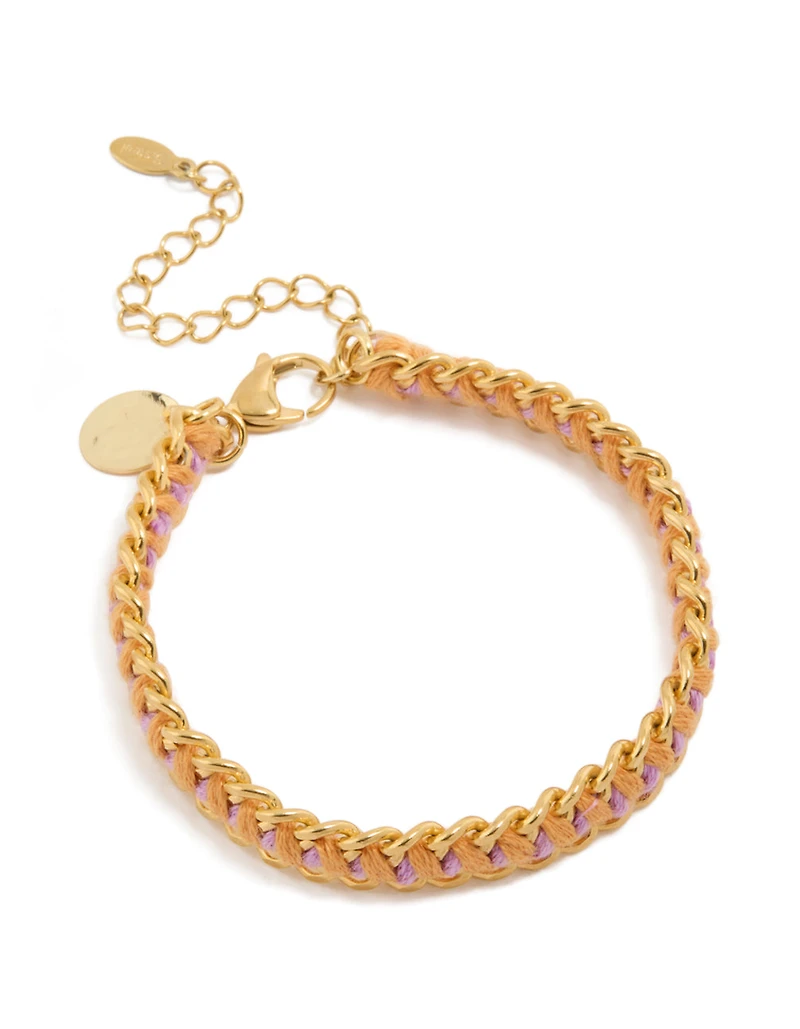 Bracelet en fil violet en acier inoxydable plaqué or imperméable