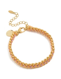 Bracelet en fil violet en acier inoxydable plaqué or imperméable