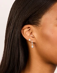 Silver Plated Cubic Zirconia Hoop & Stud Earrings 2-Pack