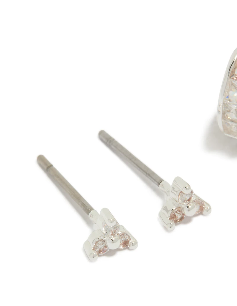Boucles d’oreilles trio cubique en zircone plaquées argent et boucles d’oreilles Huggie