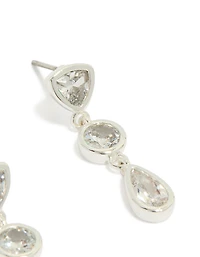 Boucles d’oreilles organiques triple goutte en zircone cubique plaquées argent
