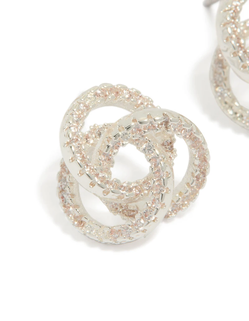 Boucles d’oreilles cubes en zircone plaquées argent pour la Voie lactée