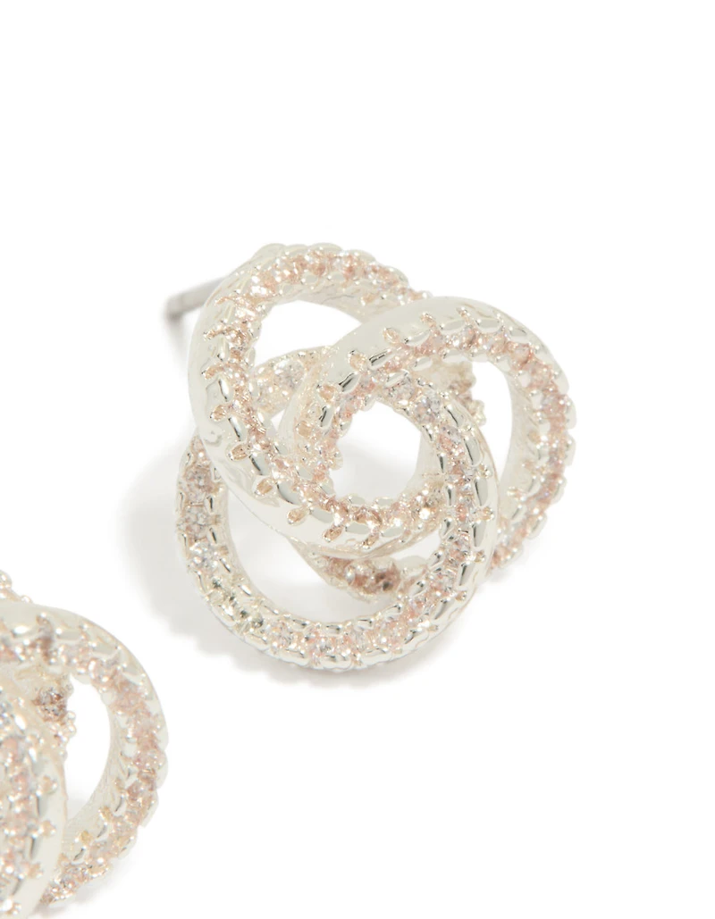 Boucles d’oreilles cubes en zircone plaquées argent pour la Voie lactée