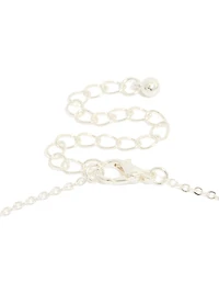 Silver Plated Cubic Zirconia Flower Charms Necklace