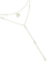 Silver Plated Cubic Zirconia Layered Y-Necklace