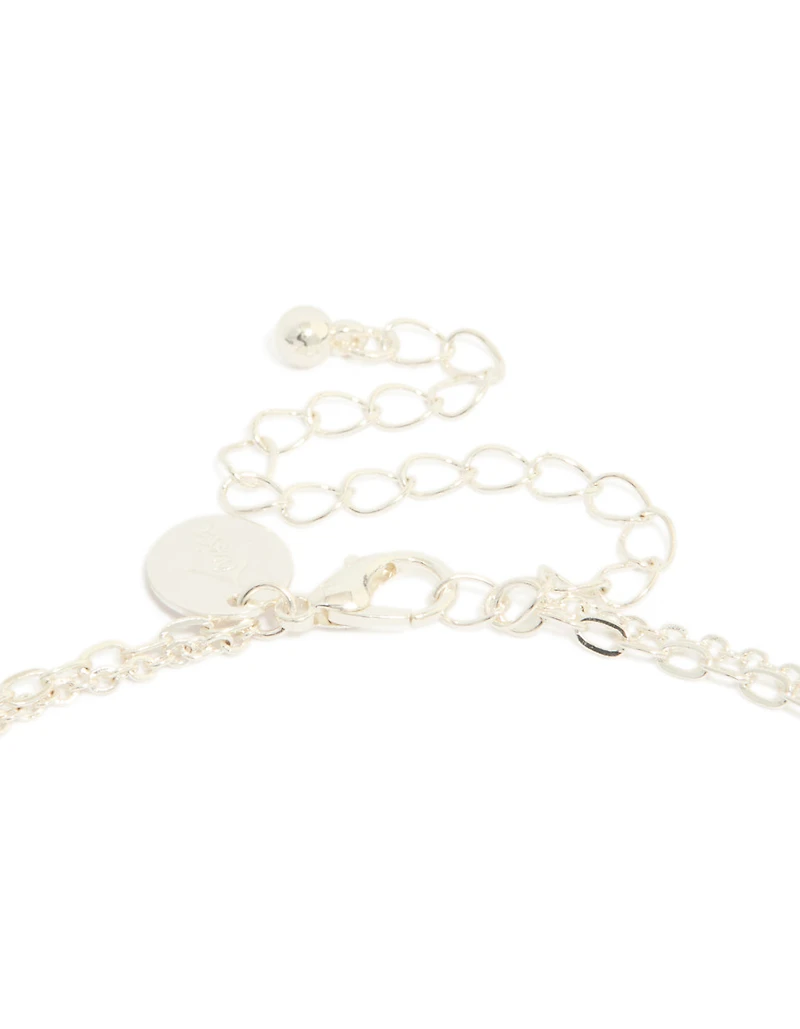 Silver Plated Cubic Zirconia Layered Y-Necklace