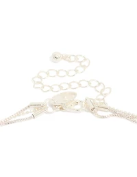 Silver Plated Cubic Zirconia Round Triple Layered Drop Necklace