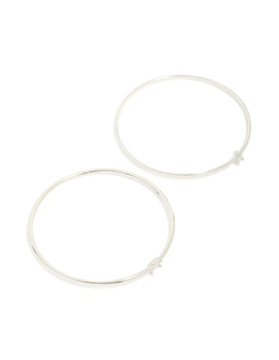 Silver Plated Rectangular & Teardrop Cubic Zirconia Bangles 2-Pack