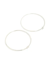 Silver Plated Rectangular & Teardrop Cubic Zirconia Bangles 2-Pack