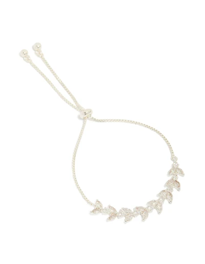 Silver Plated Cubic Zirconia Vine Leaf Toggle Bracelet