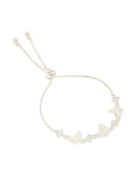 Breloques papillon en zircone lisse et cubique plaquées argent avec un bracelet à bascule