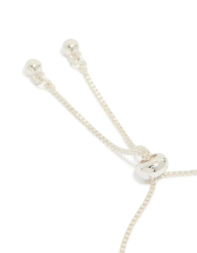 Silver Plated Smooth & Cubic Zirconia Butterfly Charms Inlay Toggle Bracelet