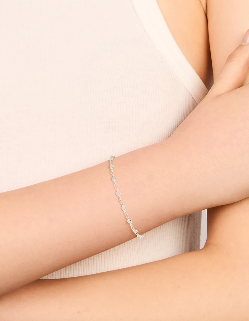 Silver Plated Cubic Zirconia Round Dainty Chain Bracelet