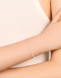 Silver Plated Cubic Zirconia Round Dainty Chain Bracelet