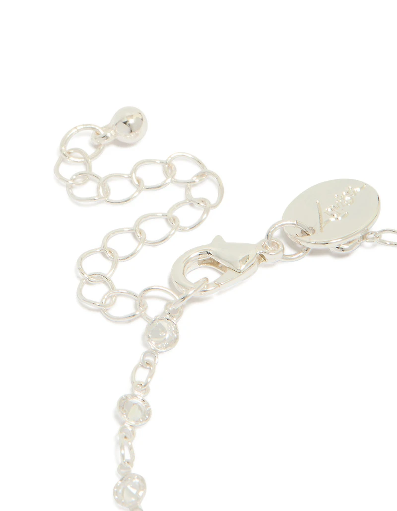 Silver Plated Cubic Zirconia Round Dainty Chain Bracelet