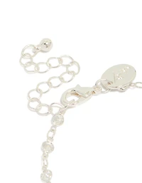 Silver Plated Cubic Zirconia Round Dainty Chain Bracelet