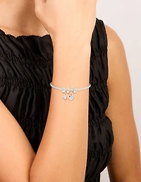 Silver Plated Cubic Zirconia Bow Charm Bracelet