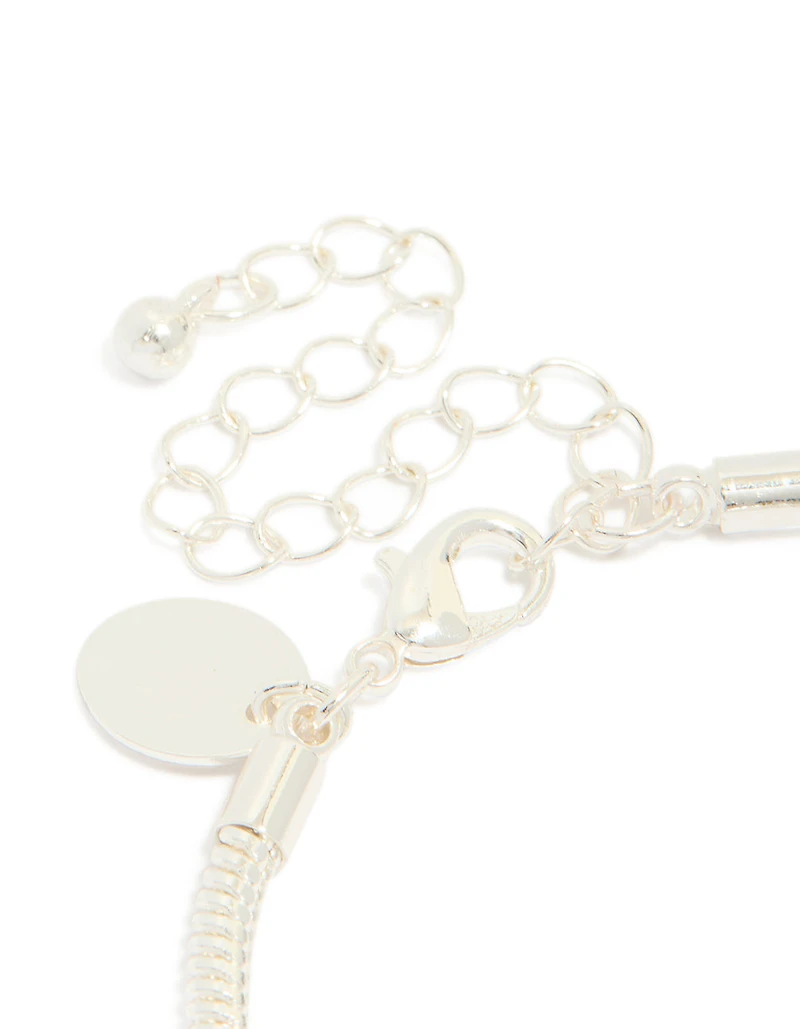 Silver Plated Cubic Zirconia Bow Charm Bracelet