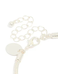 Silver Plated Cubic Zirconia Bow Charm Bracelet