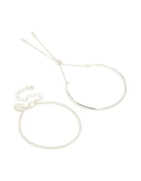 Bracelets à bascule en zircone cubique plaqués argent, paquet de 2