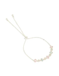 Silver Plated Oval & Round Cubic Zirconia Tennis Toggle Bracelet