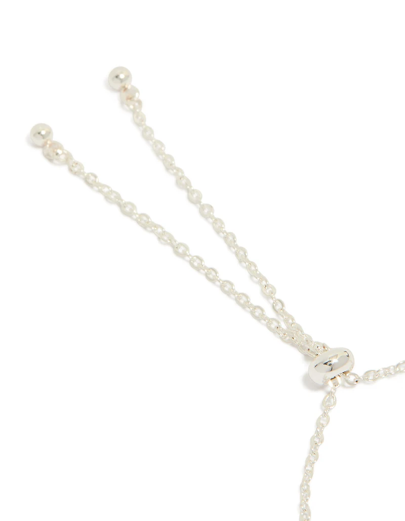 Silver Plated Oval & Round Cubic Zirconia Tennis Toggle Bracelet
