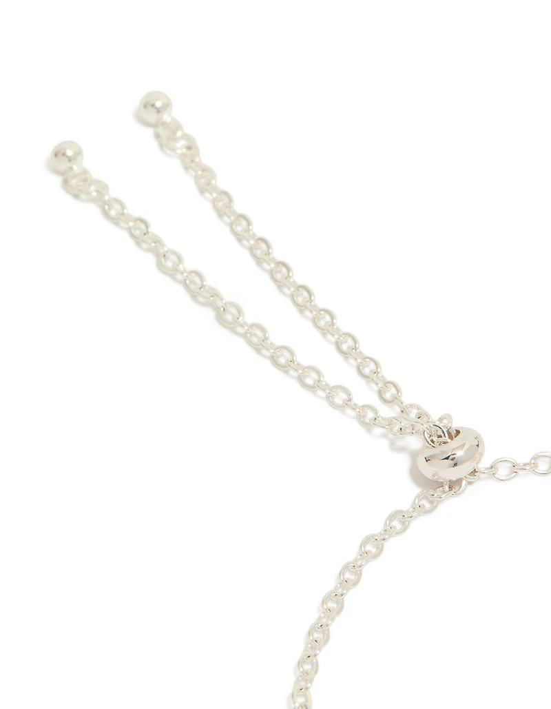 Silver Plated Cubic Zirconia Heart Charms Toggle Bracelet