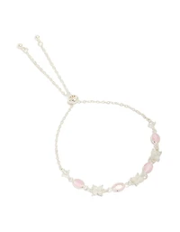 Silver Plated Oval Cubic Zirconia Charms Oval Toggle  Bracelet