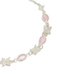 Bracelet à fermoir ovale plaqué argent avec breloques ovales en zircone cubique