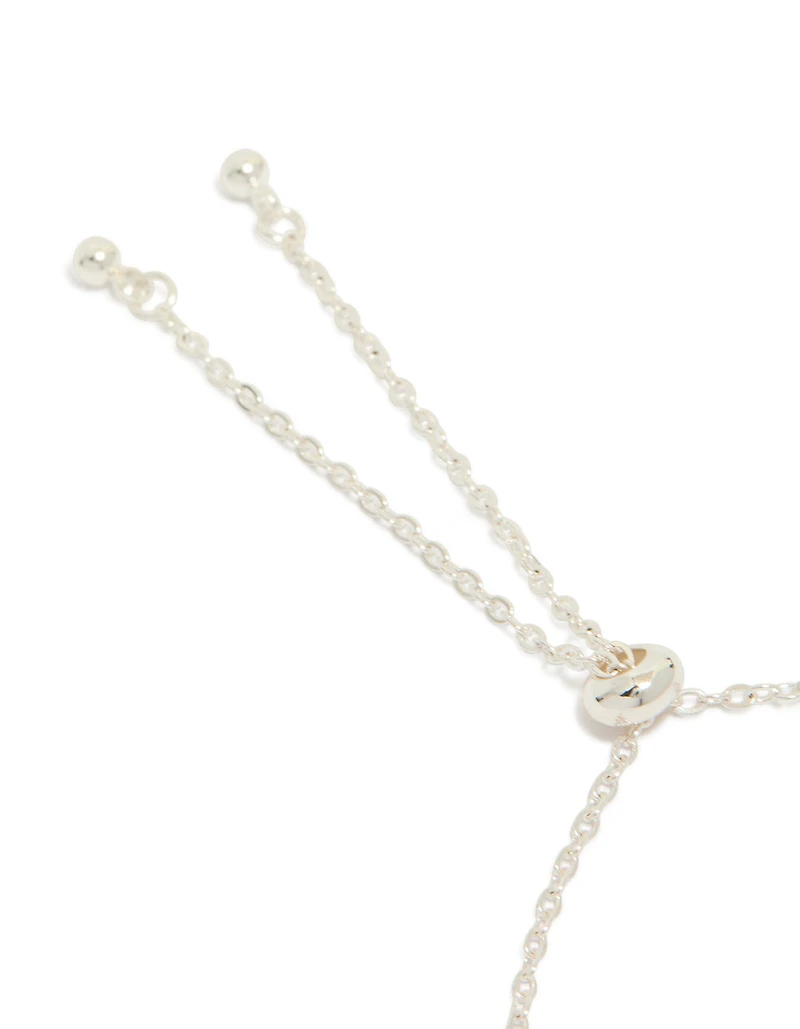 Silver Plated Oval Cubic Zirconia Charms Oval Toggle Bracelet