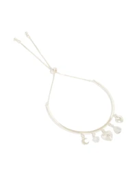 Silver Plated Moon & Heart Charm Toggle Bangle