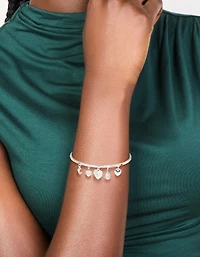 Bracelet à bascule en forme de breloque lune et cœur plaqué argent