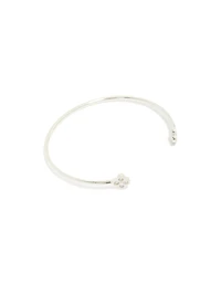 Silver Plated Cubic Zirconia Flower Wrist Cuff
