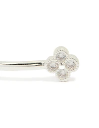 Silver Plated Cubic Zirconia Flower Wrist Cuff