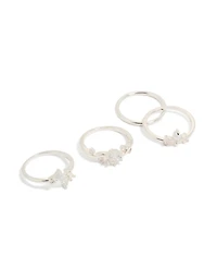 Blocs de 4 feuilles en zircone cubique plaqué argent marquise