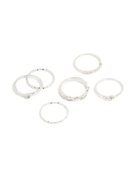 Pack de 6 diamants plaqués argent et bagues torsadées