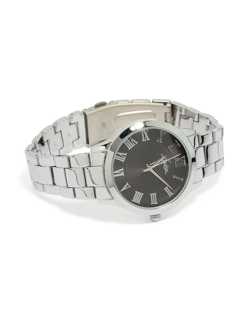 Men's Silver Classic Round Roman Numeral Watch