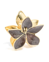 Gold Brown Marbled Enamel Frangipani Flower Stem Claw Clip