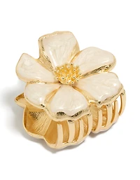 Gold Enamel Blossom Flower Hair Claw Clip