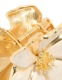 Gold Enamel Blossom Flower Hair Claw Clip
