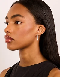 Waterproof Silver Plated Stainless Steel Clicker Hoop Earrings 30 MM