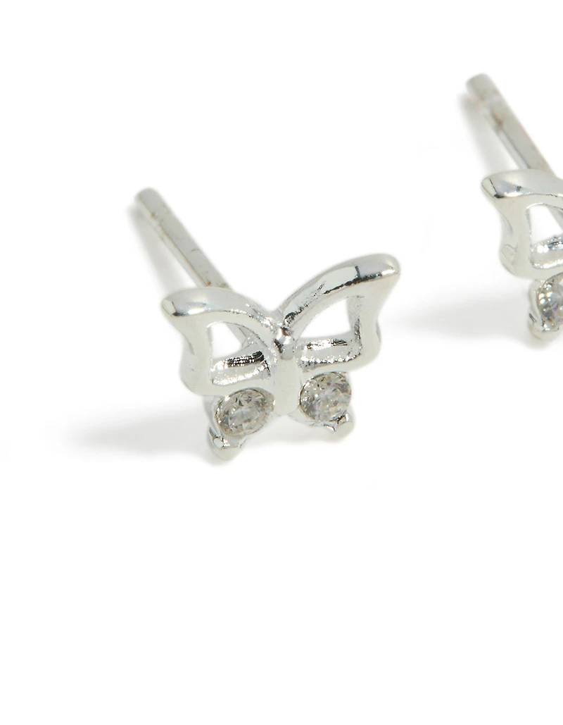 Waterproof Stainless Steel Diamante Butterfly Stud Earrings