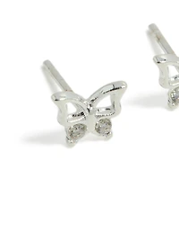 Waterproof Stainless Steel Diamante Butterfly Stud Earrings