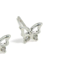 Waterproof Stainless Steel Diamante Butterfly Stud Earrings