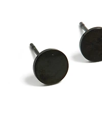 Waterproof Black Coated Metal  Stainless Steel Disc Stud Earrings 6 MM