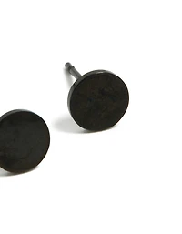 Waterproof Black Coated Metal  Stainless Steel Disc Stud Earrings 6 MM