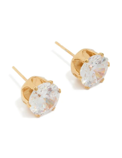 Waterproof Gold Plated Stainless Steel Round 3 Carat Cubic Zirconia Earrings