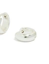 Waterproof Silver Plated Stainless Steel Rectangle Huggie Earrings