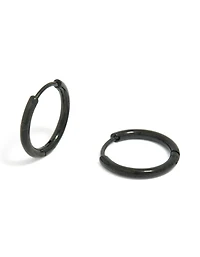 Waterproof Black Coated Metal Stainless Steel Clicker Earrings 14 MM